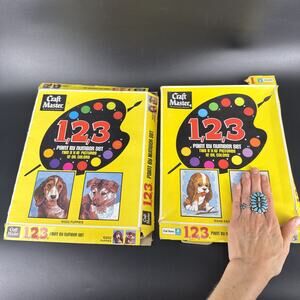 Vtg 1975 CRAFT MASTER PAINT BY NUMBER 8 x 10" PUPPIES 10252 KIT & 1 Sad Face